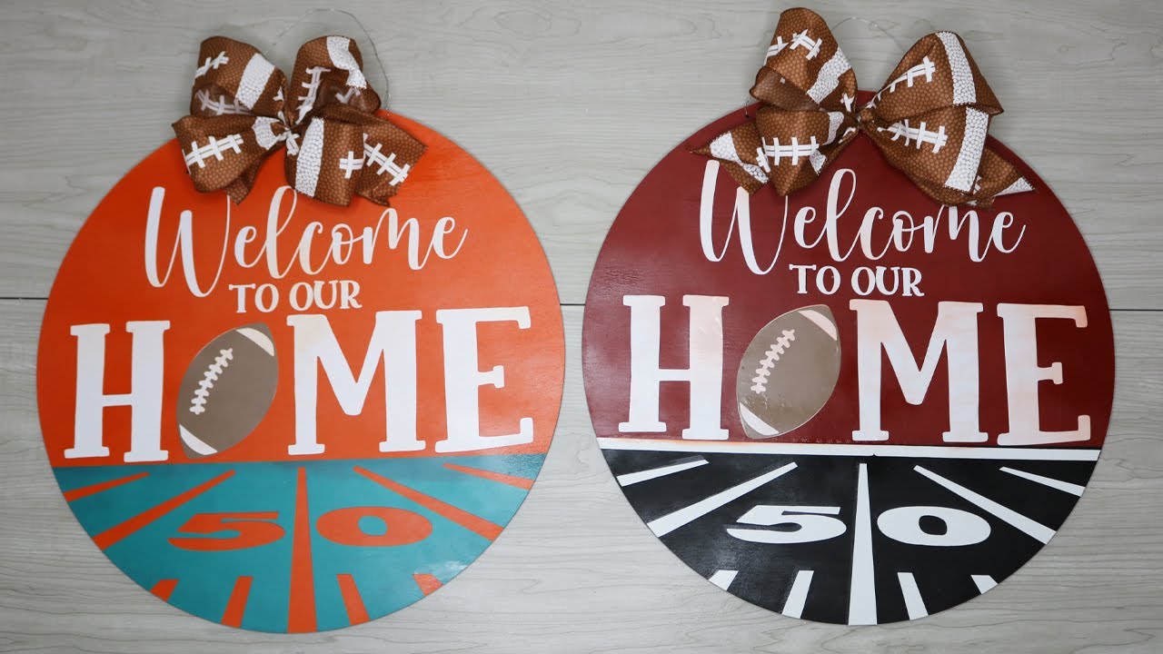 Football Wood Welcome Sign with Cricut