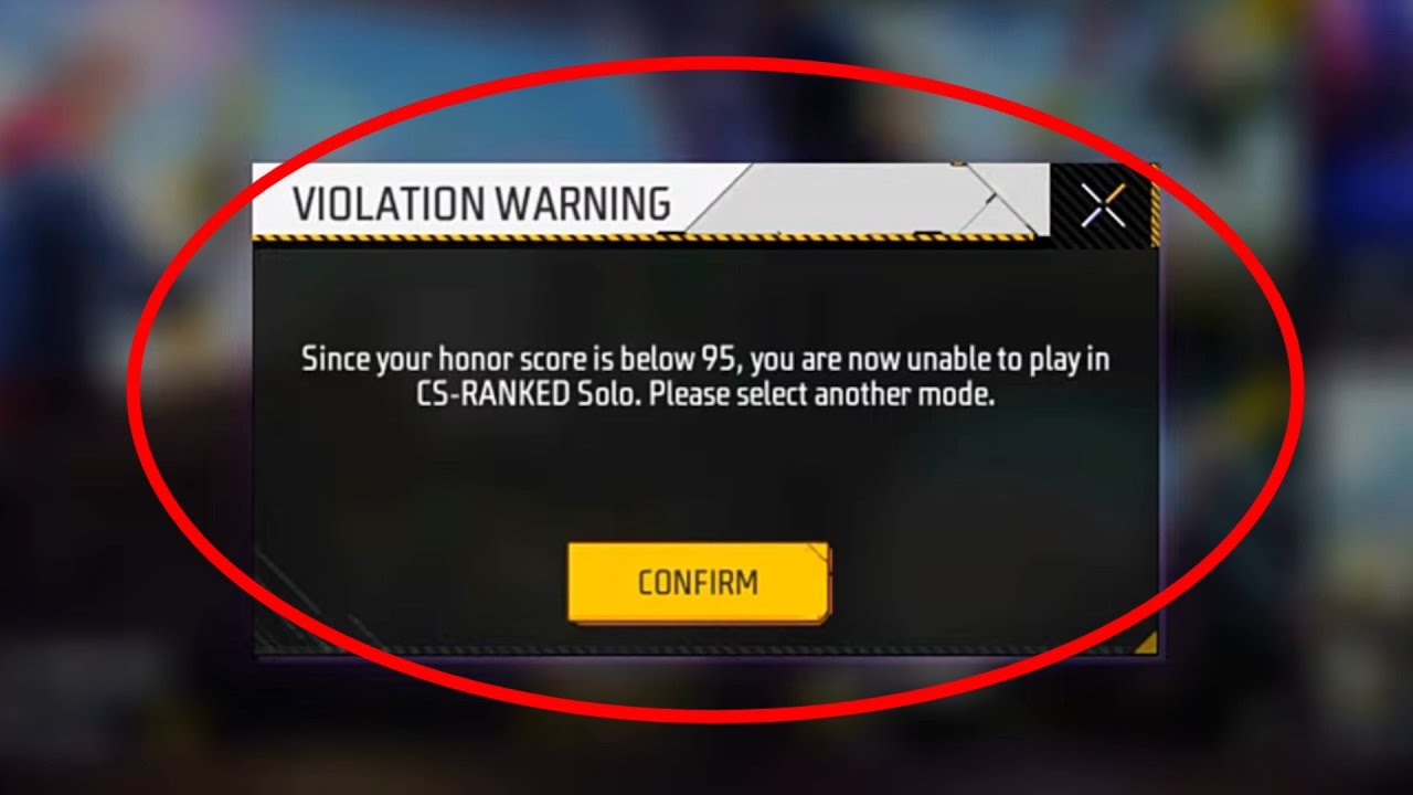 Since Your Honor Score Is Below 95 CS Ranked Problem | How to Increase Honor Score In Free Fire