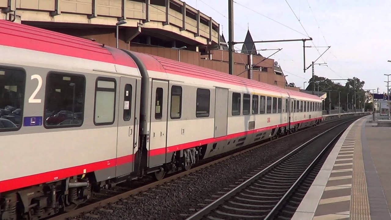 Class 120 locomotive &Ouml;BB train Koblenz Stadtmitte