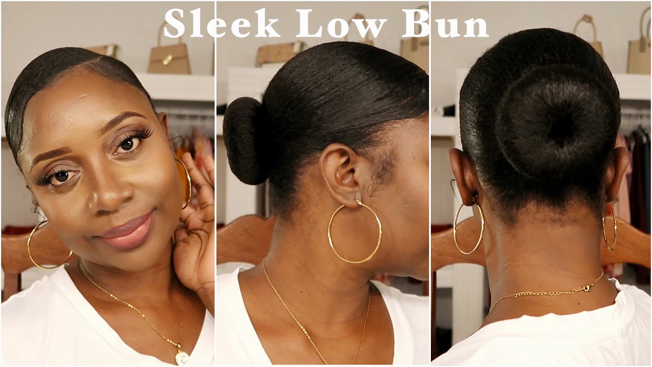 Sleek low bun on 4C natural hair tutorial 