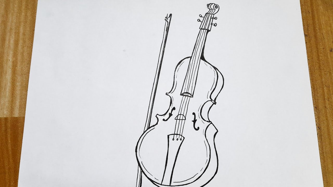 How to draw a violin easy step by step 🎻 || Violin drawing tutorial