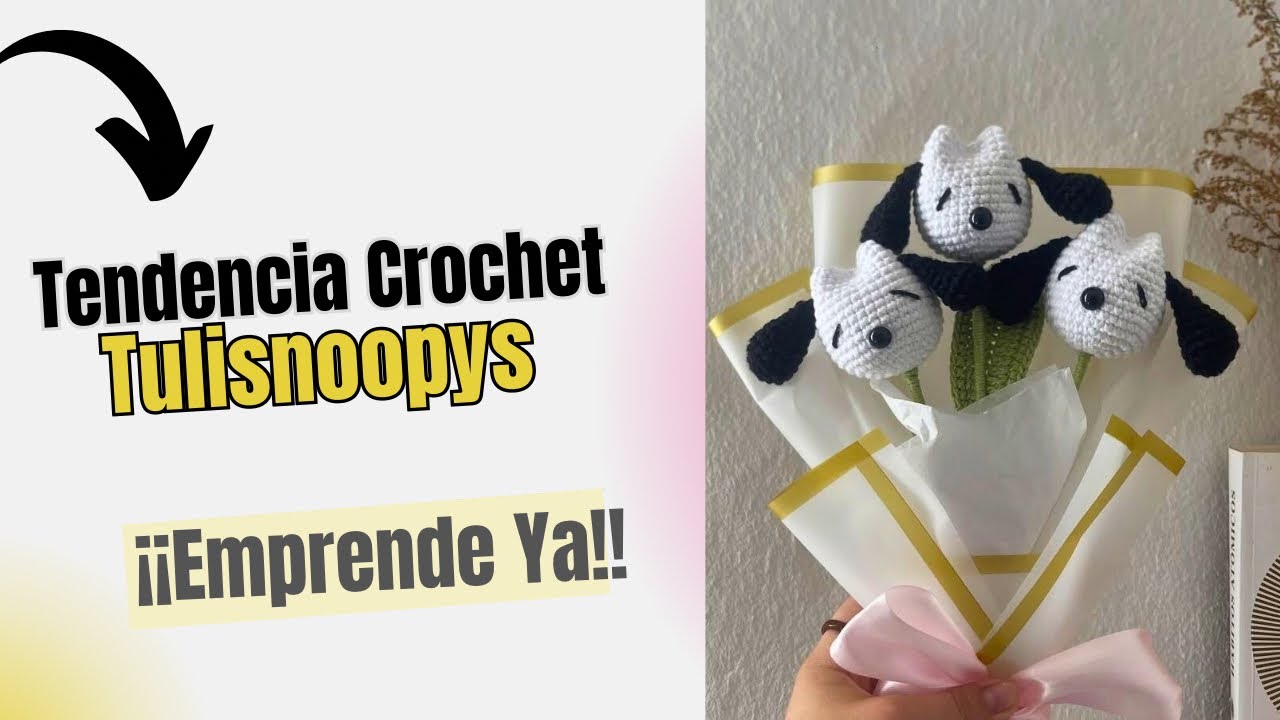 💘Idea para San Valentín 💘 Tulipán Snoopy tejido a crochet 🌷