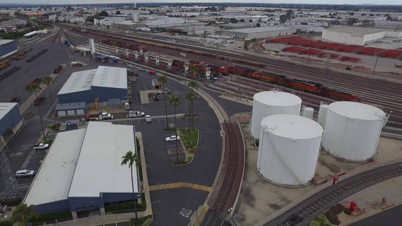 BNSF Locomotive Facility Commerce - Drone Video