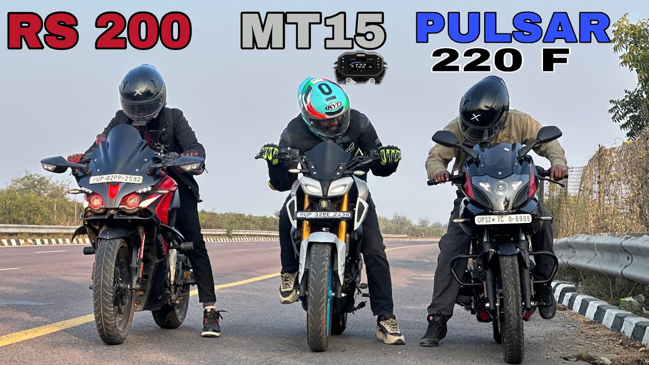 2026 Bajaj pulsar 220F vs 2026 MT15 v3 vs Bajaj Pulsar RS200 || trio Battle || Unexpected Results 