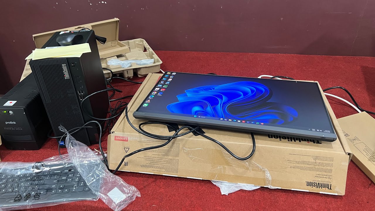 Install desktop Lenovo THINKCENTRE and monitor 