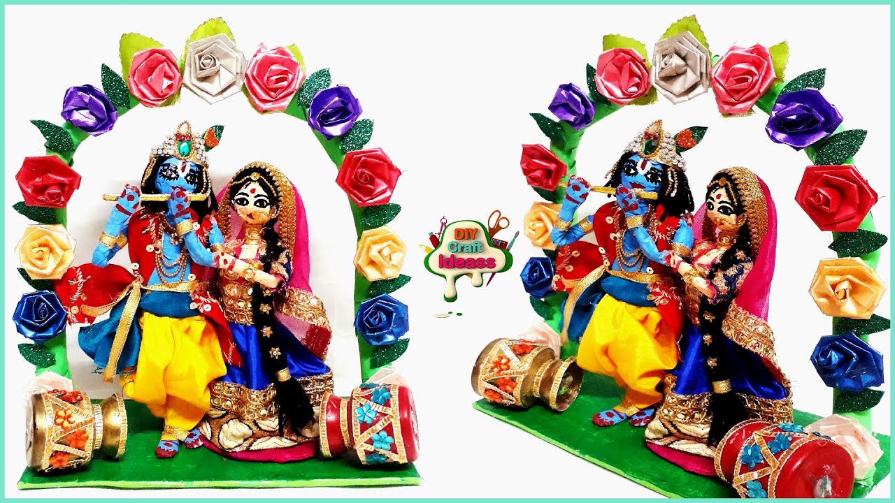Radha Krishna making with cardboard and newspaper | Creative Craft | Newspaper Doll