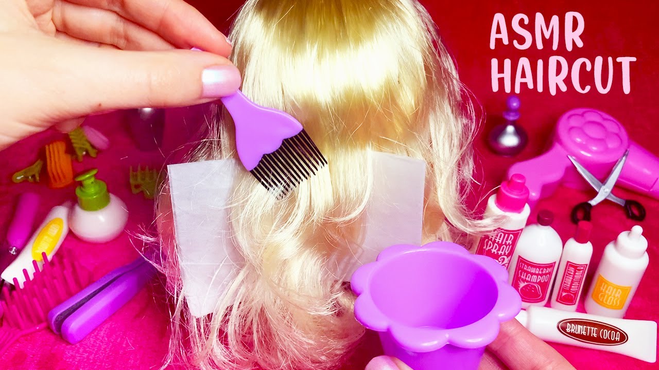 ASMR Mannequin Haircut, Dye, Wash and Curling RP (Whispered)