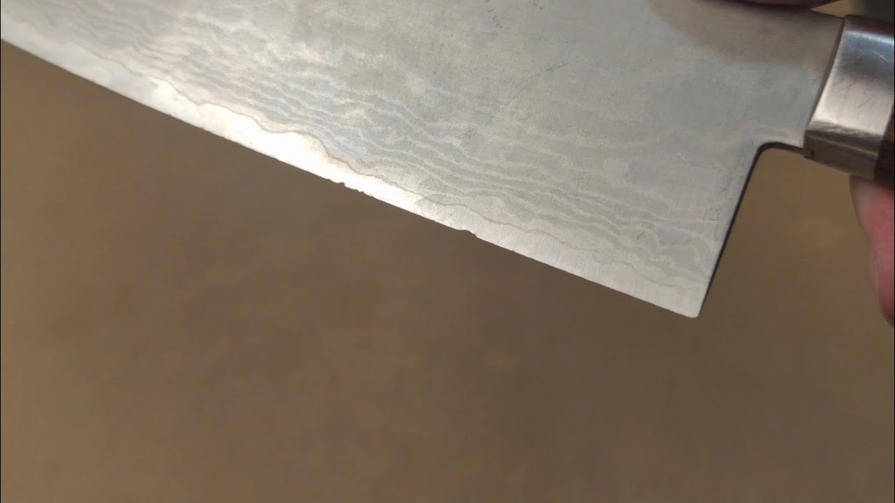 [Part 1] Rescuing Masutani VG10 Damascus Santoku 170mm HRC60 by Suehiro Debado LD#180 Grid Whetstone