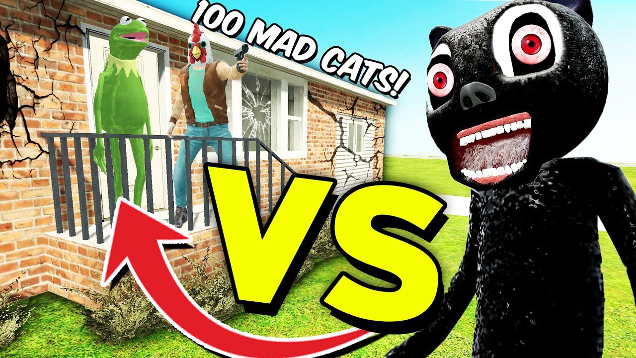 100 MAD CATS vs DESTRUCTIBLE HOUSE! (Garry's Mod Sandbox)