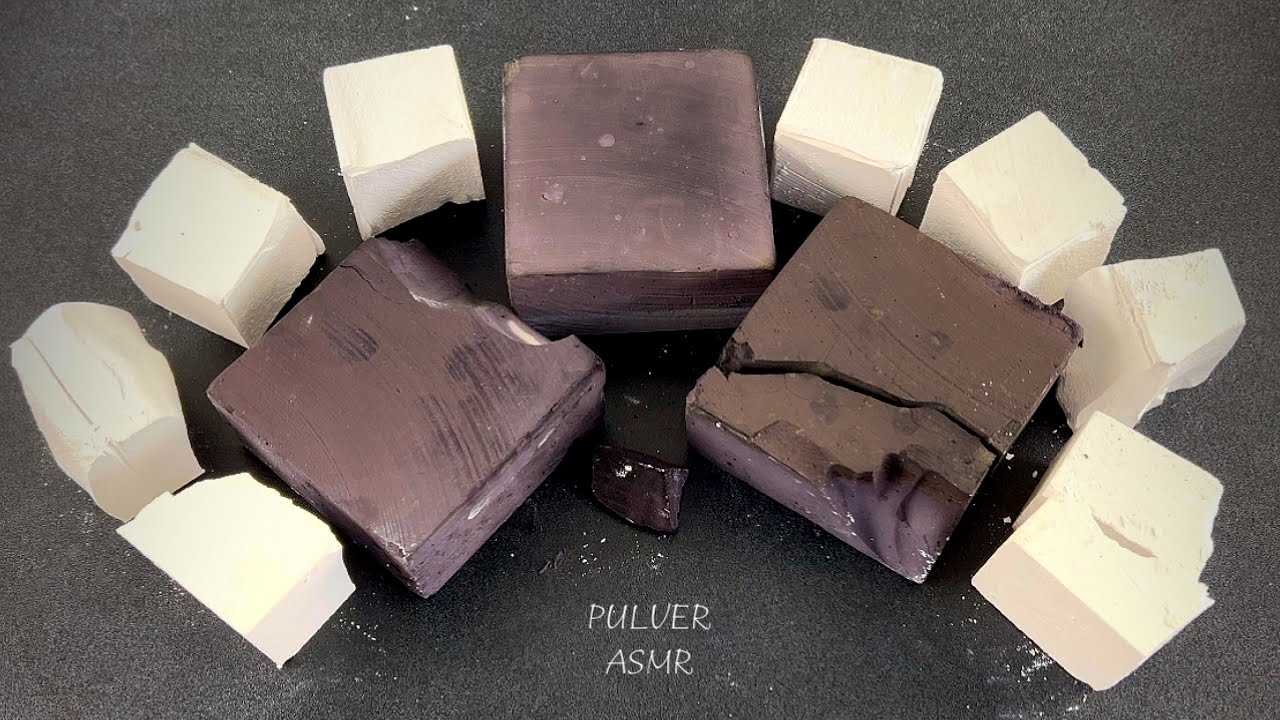 Black dyed gym chalk + glassy freshies 2🖤🤍| sleep aid | Oddly satisfying | ASMR | Stress relief