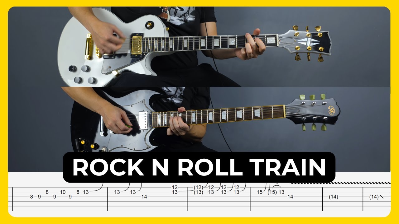 Rock N Roll Train  - AC/DC | Tabs | Guitar Lesson | Cover | Tutorial | Solo | All Guitar Parts