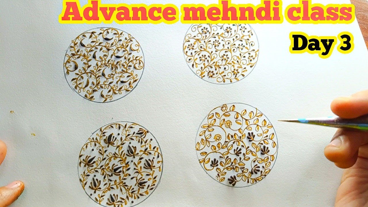 Advance mehndi class Day 3 | Different types of trending leaves | Mehndi class