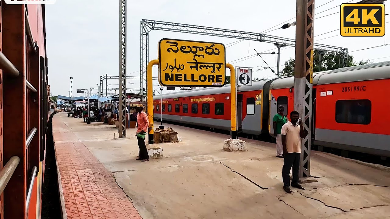 NLR, Nellore Railway Station From Train, Video in  4K Ultra HD onboard Jan Shatabdi Express