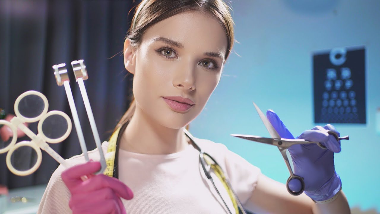 ✨ FASTEST ASMR - Face, Eye, Ear, Hair Cut, Orbital Cranial Nerve Exam -  Roleplay for Sleep