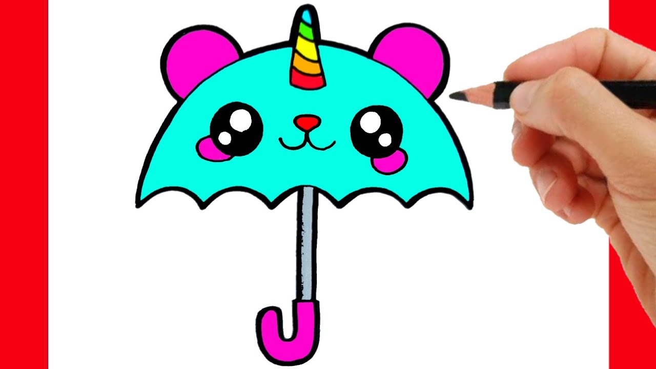 COMO DIBUJAR UN PARAGUAS KAWAII - DIBUJOS KAWAII