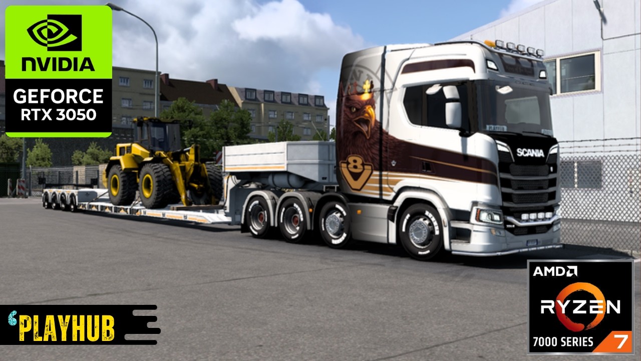 Hauling A Huge 15-Ton Wheel Loader | #ETS2 | Ryzen 7 7435HS + NVIDIA RTX 3050 |@PlayHub_co #scania