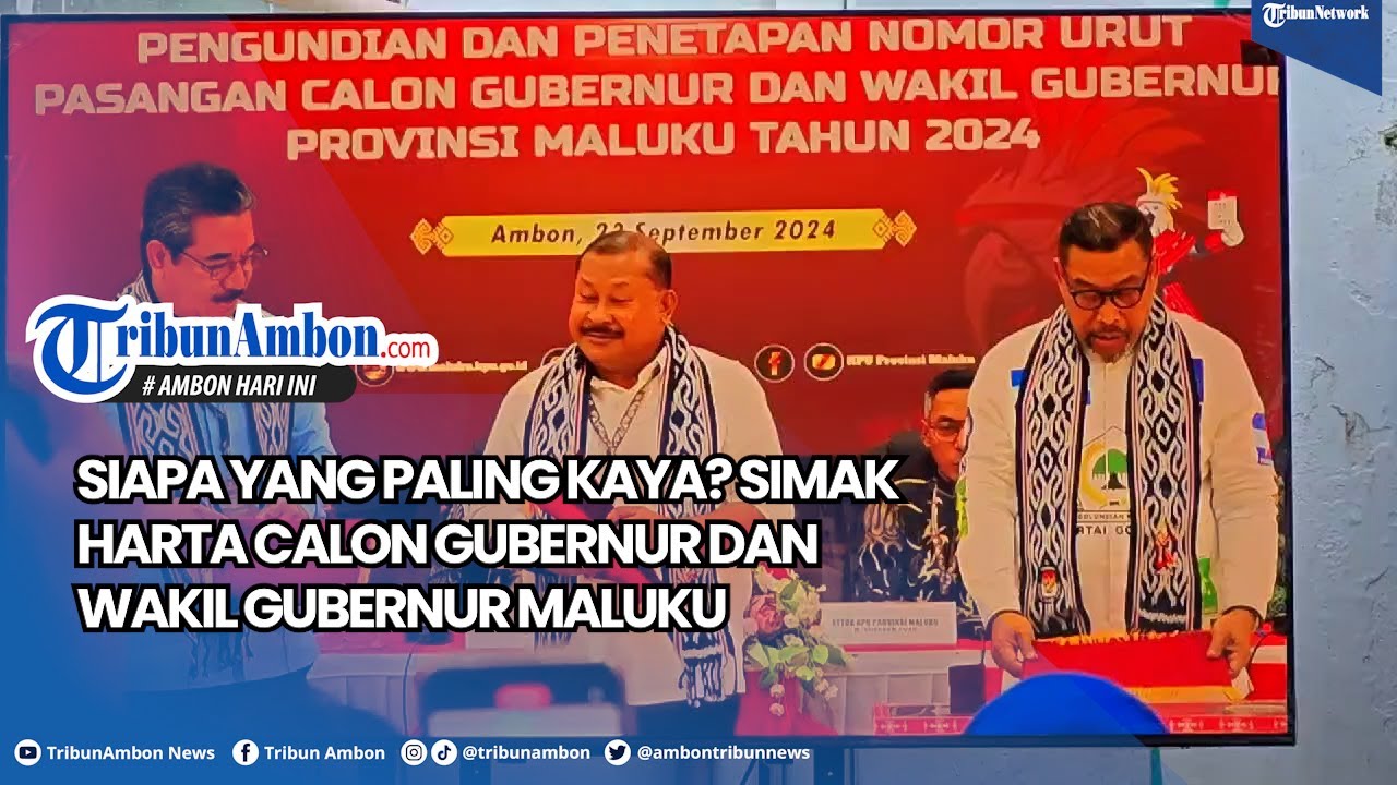 Siapa yang Paling Kaya Simak Harta Calon Gubernur dan Wakil Gubernur Maluku
