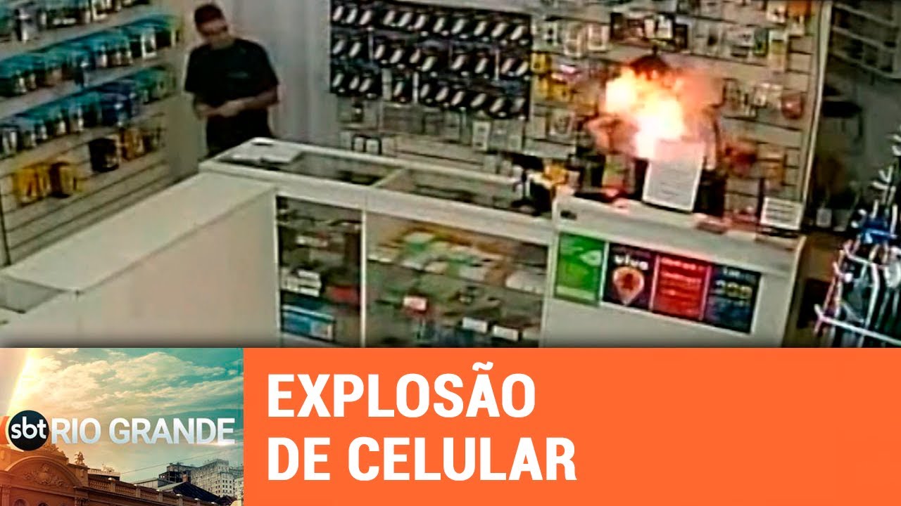 Bateria de celular explode nas mãos de técnico - SBT Rio Grande - 25/03/19