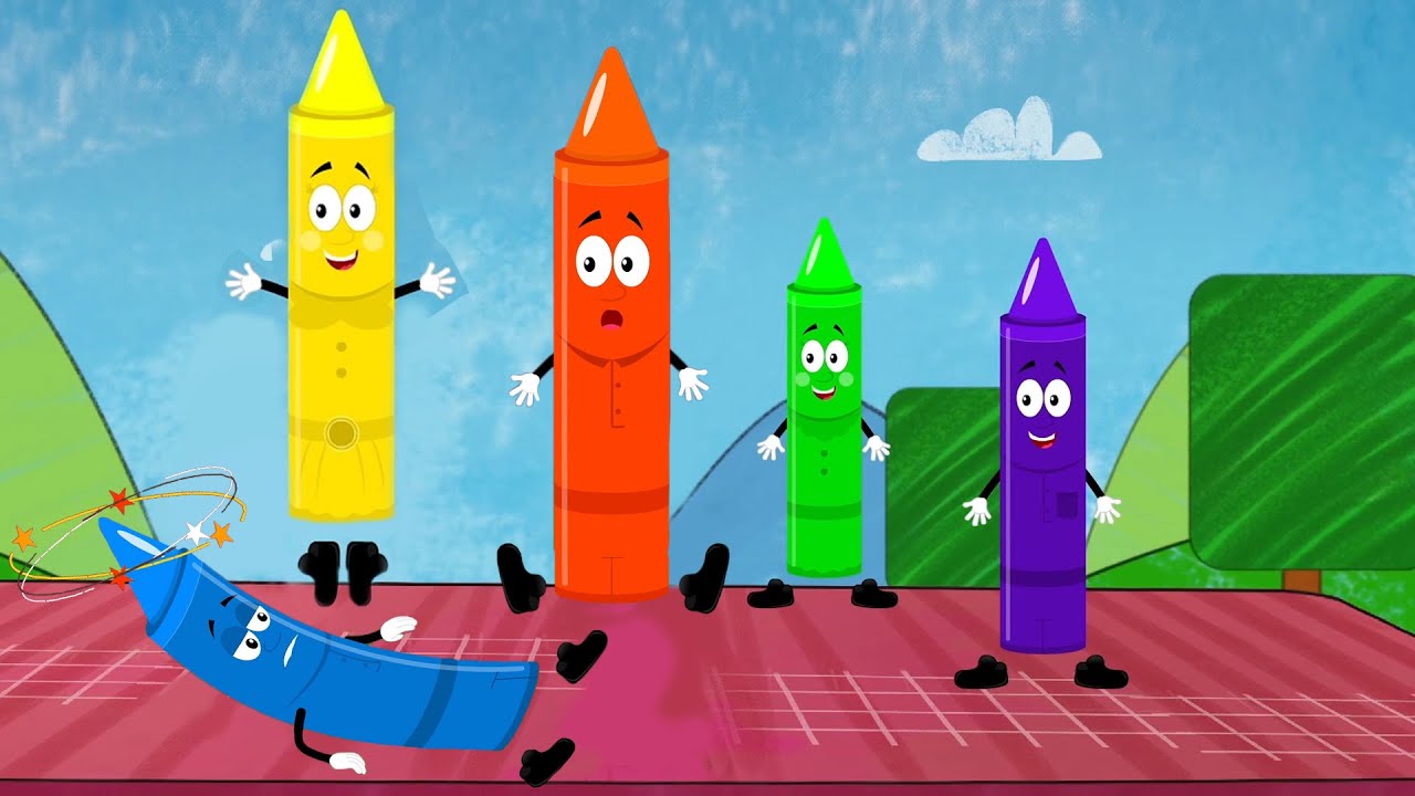 Five Little Crayons Jumping On The Bed + More Kids Learning Videos By Crayons Nursery Rhymes