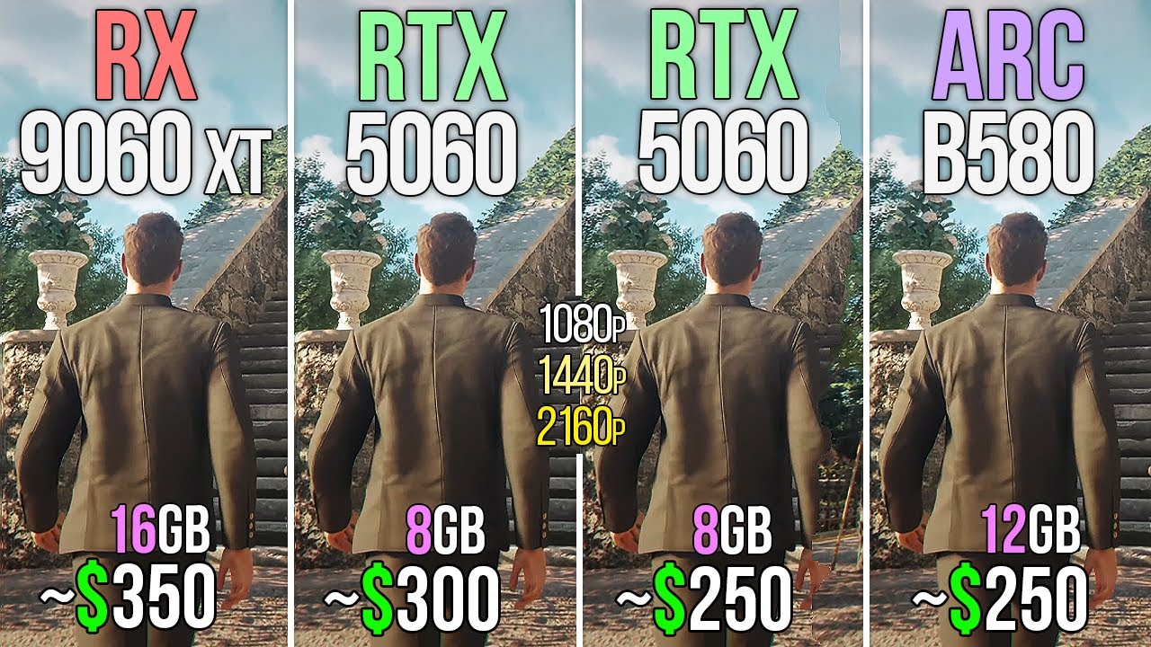 RX 9060 XT 16GB vs RTX 5060 vs RTX 5050 vs ARC B580 - Test in 20 Games