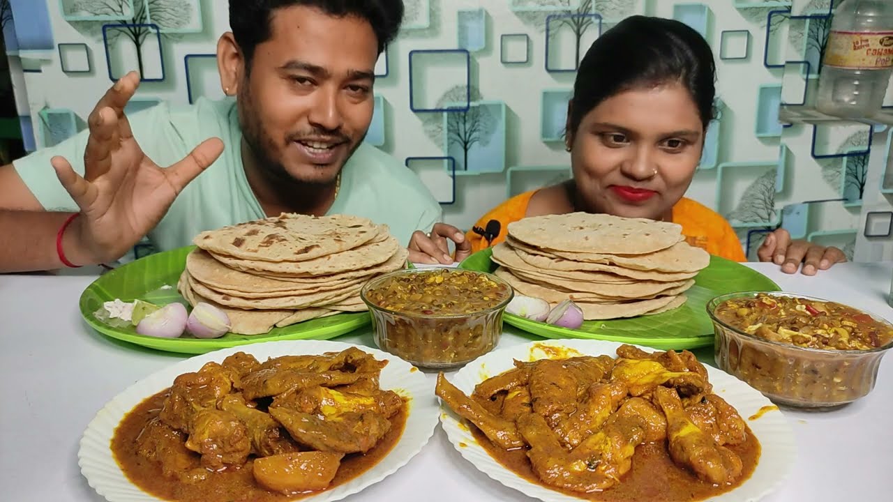 30 roti and tarka daal chicken wings curry eating show
