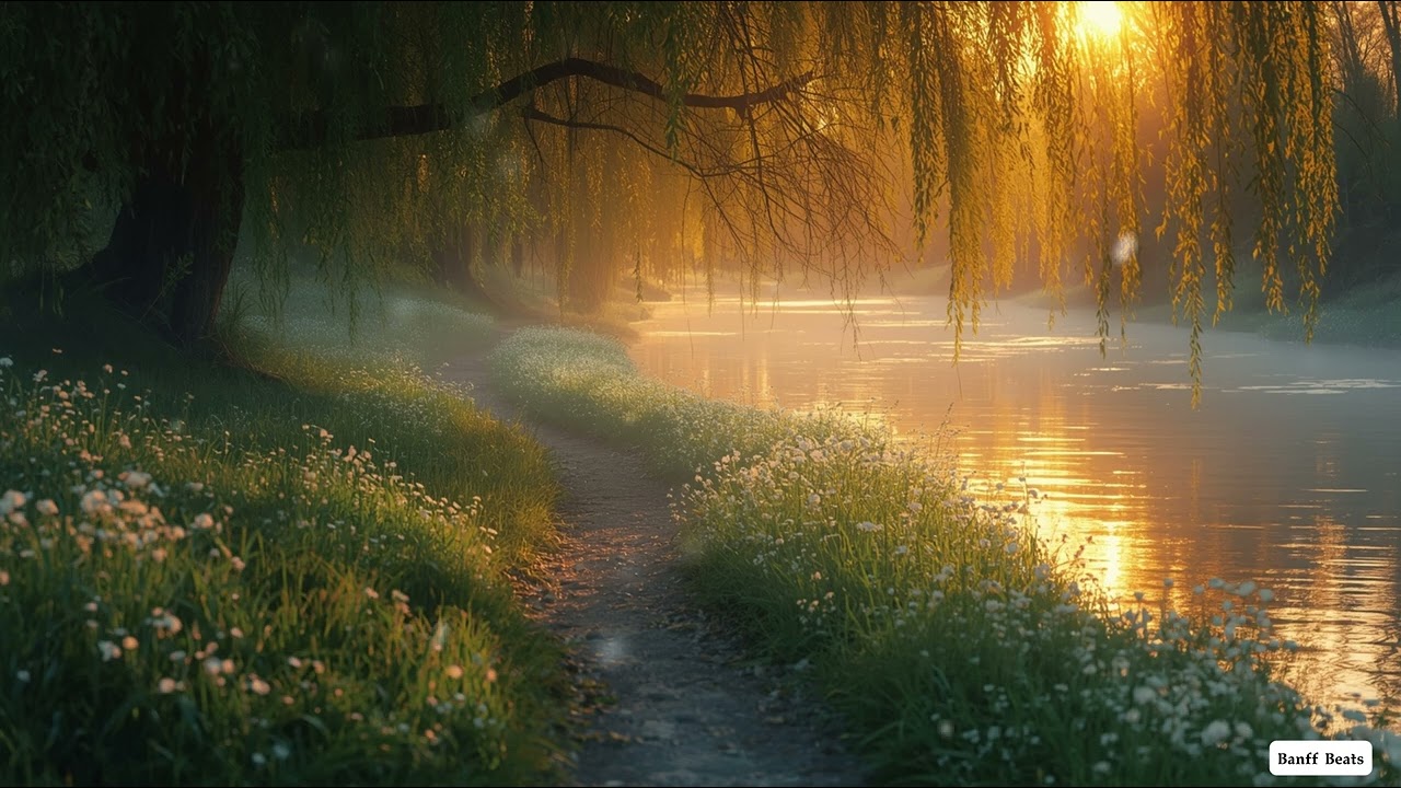 Sunset Riverside Ambience 🌅 | Lofi Chill Beats for Relaxing, Studying & Dreaming | Peaceful Nature E