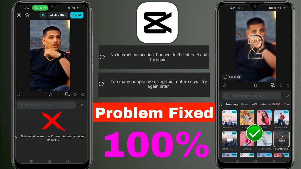Too many people using this feature capcut problem | Capcut No Internet Connection Problem Solved