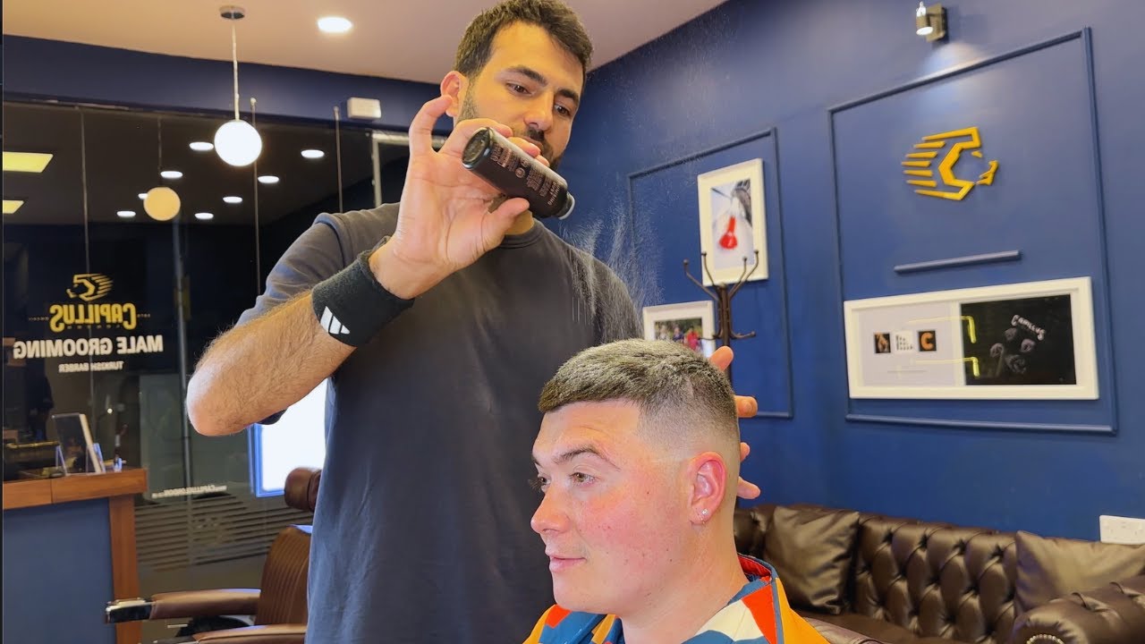 SUPER CLEAN FADE by Traditional Turkish ASMR BARBER (Haircut, Threading, Massage, Wash) Relaxing 💈