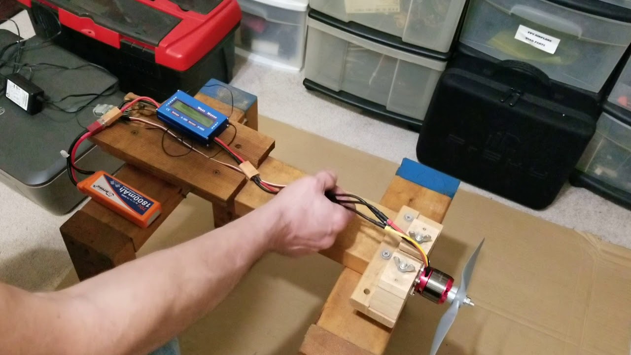 Watt meter and motor test stand.