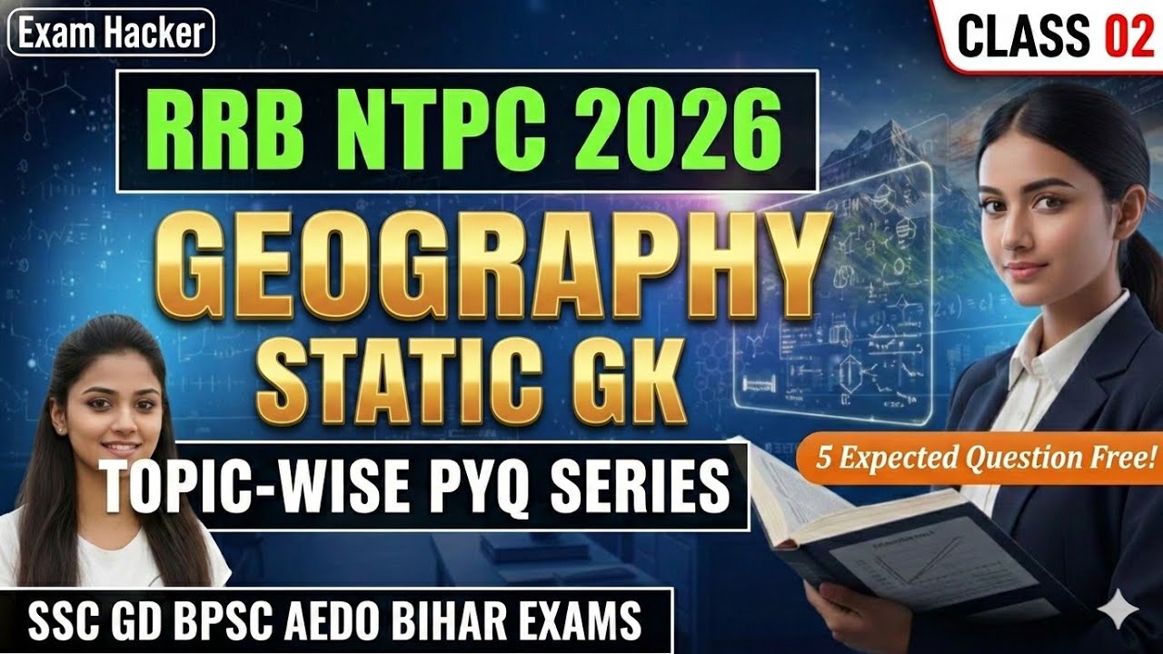 Geography Static GK for RRB NTPC 2026 | Top 100 Previous Year Questions | Class 02