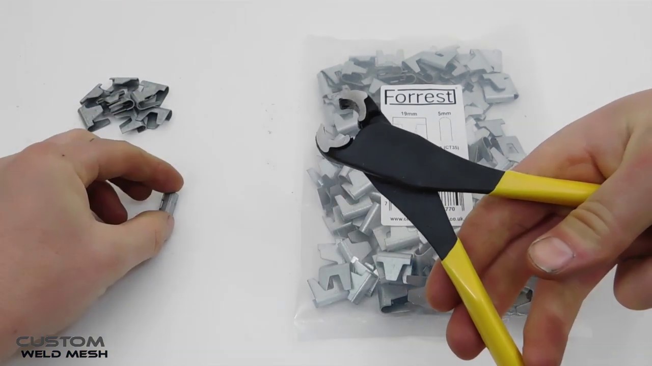 Wire Mesh clips & clip pliers Forrest&reg; CT35 Large clips UK Made, Ideal for Gabions & Fencing