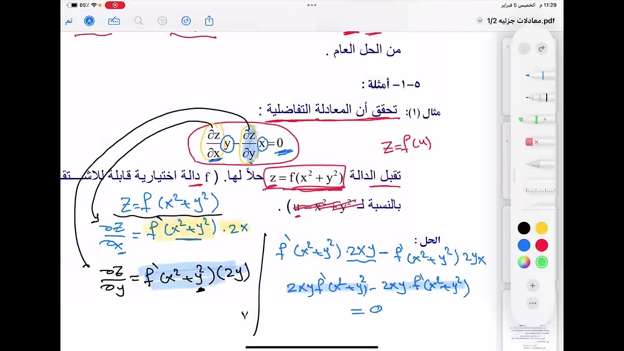 معادلات تفاضليه جزئيه المحاضره الاولى الفصل الاول مقدمه في المعادلات 