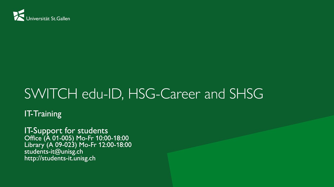 11 SWITCH edu-ID, HSG-Career and SHSG (EN)