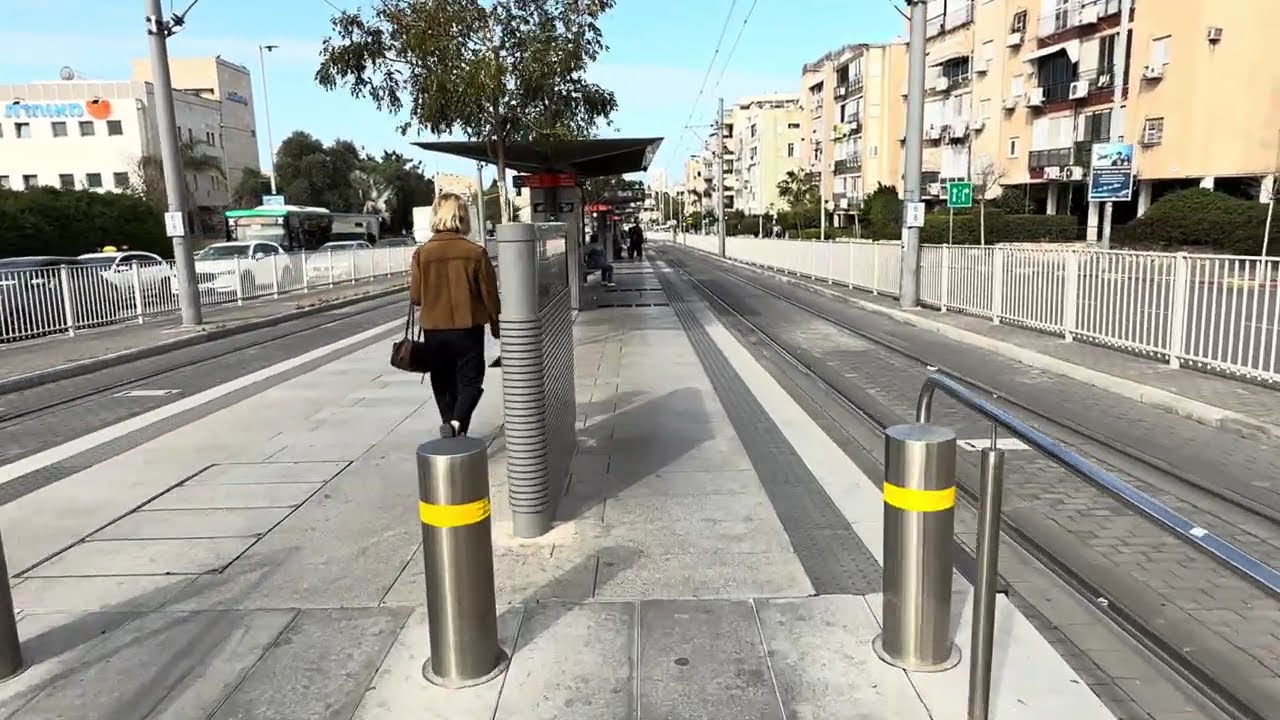 Friday the 13th at a Tram Stop in Bat Yam 🇮🇱 4K Israel Street Scene