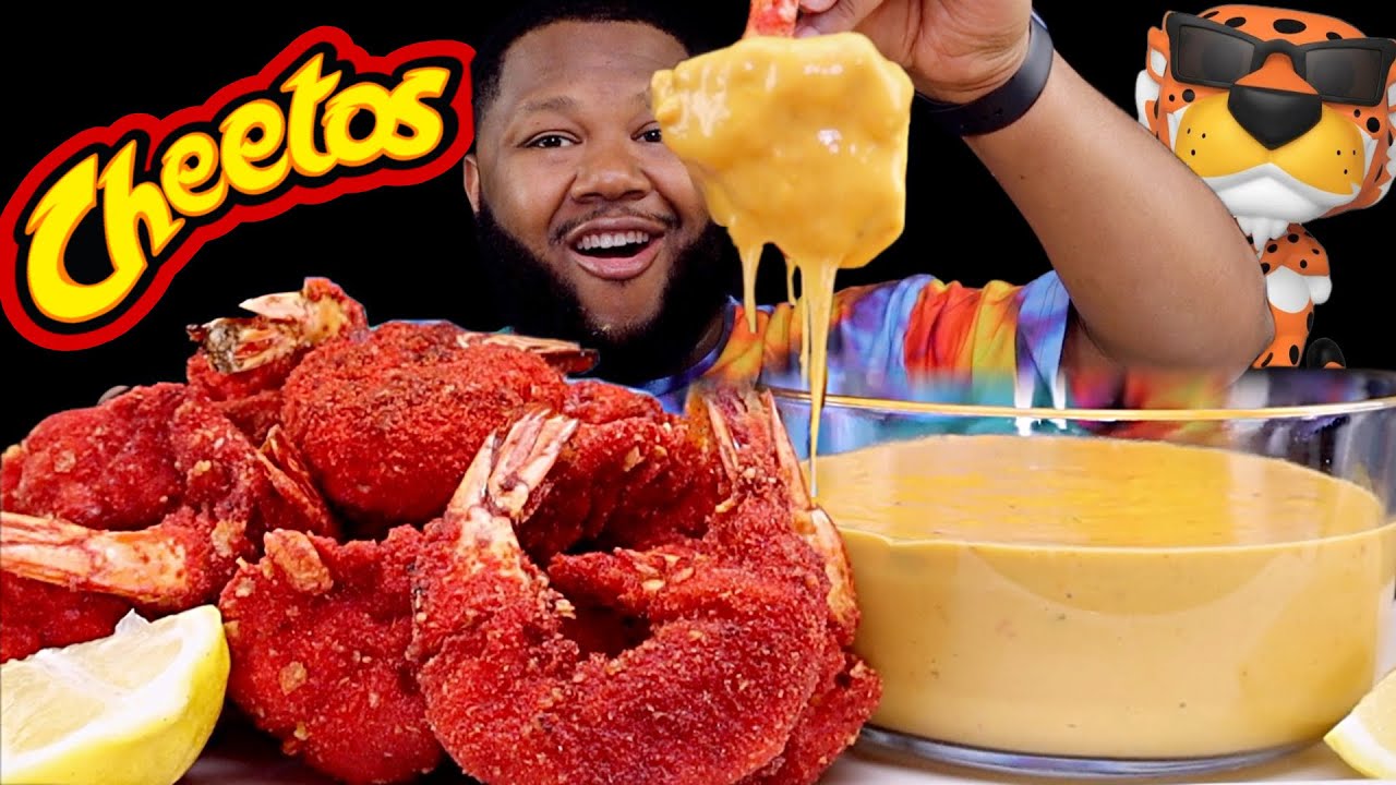 CHEESY HOT CHEETOS FRIED SHRIMP MUKBANG 🥵 SPICY FOOD