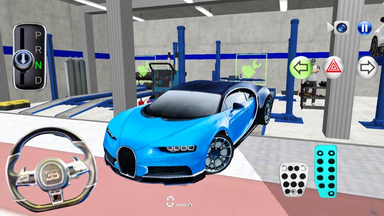 New Blue Bugatti Chiron Racing in Auto Repair Shop - 3D Driving Class 2026 - 3D Car game android