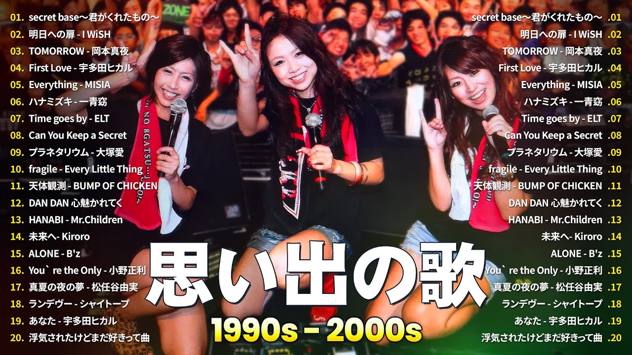 心に残る懐かしの邦楽ヒット🎼90〜2000年代名曲メドレー🎼ZONE, I WiSH, 岡本真夜, 宇多田ヒカル, MISIA