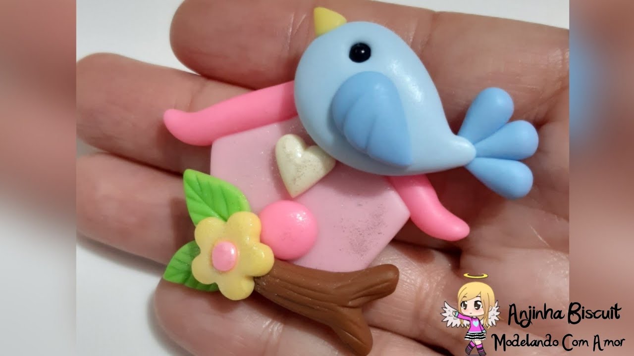 Diy Casinha de passarinho aplique para laços manual em #Biscuit