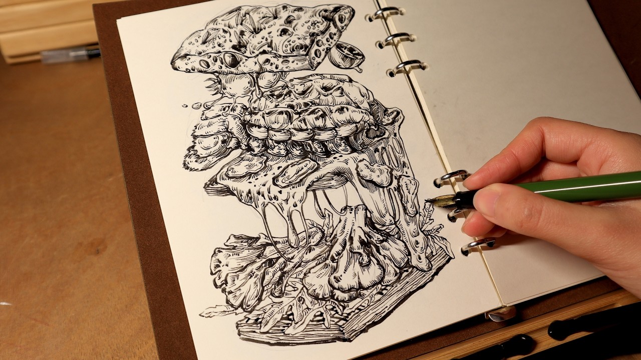 ASMR｜Truffle Mille-Feuille with Melty Cheese & Lobster TailFood Sketch 」no music｜no talking