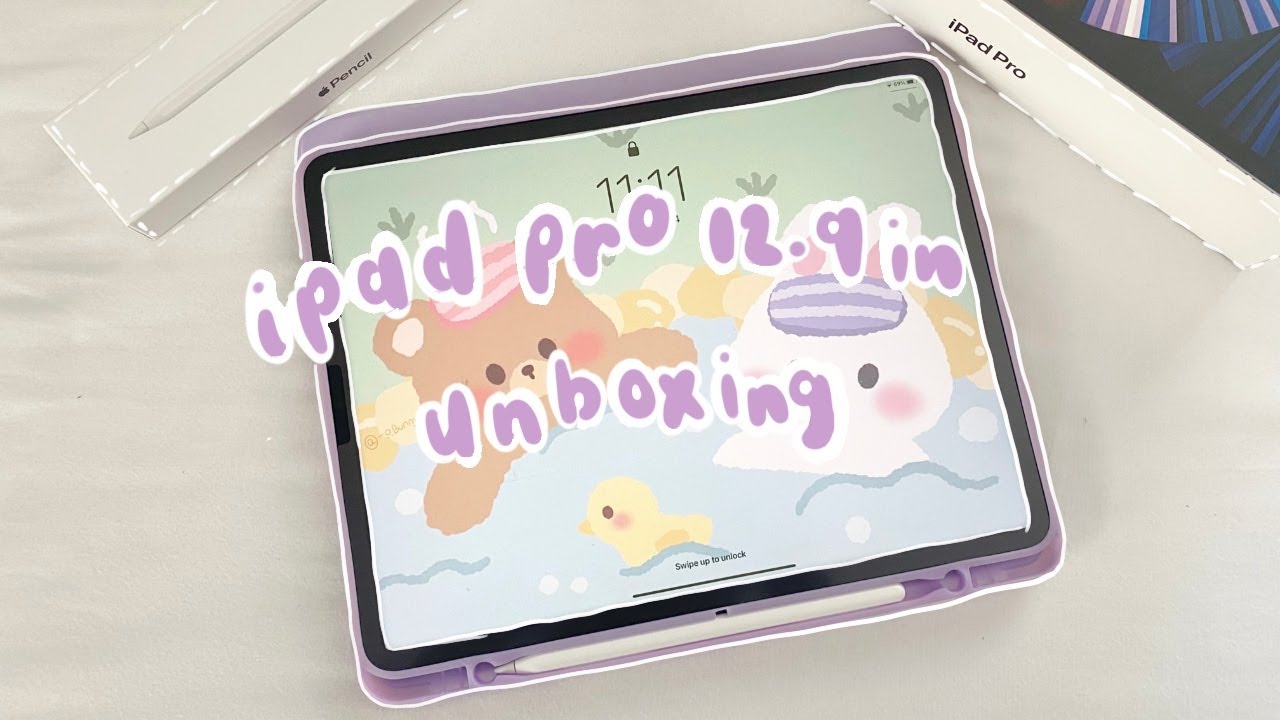 iPad Pro 12.9 in (2021 ver.) unboxing + customization ♡ 🍇