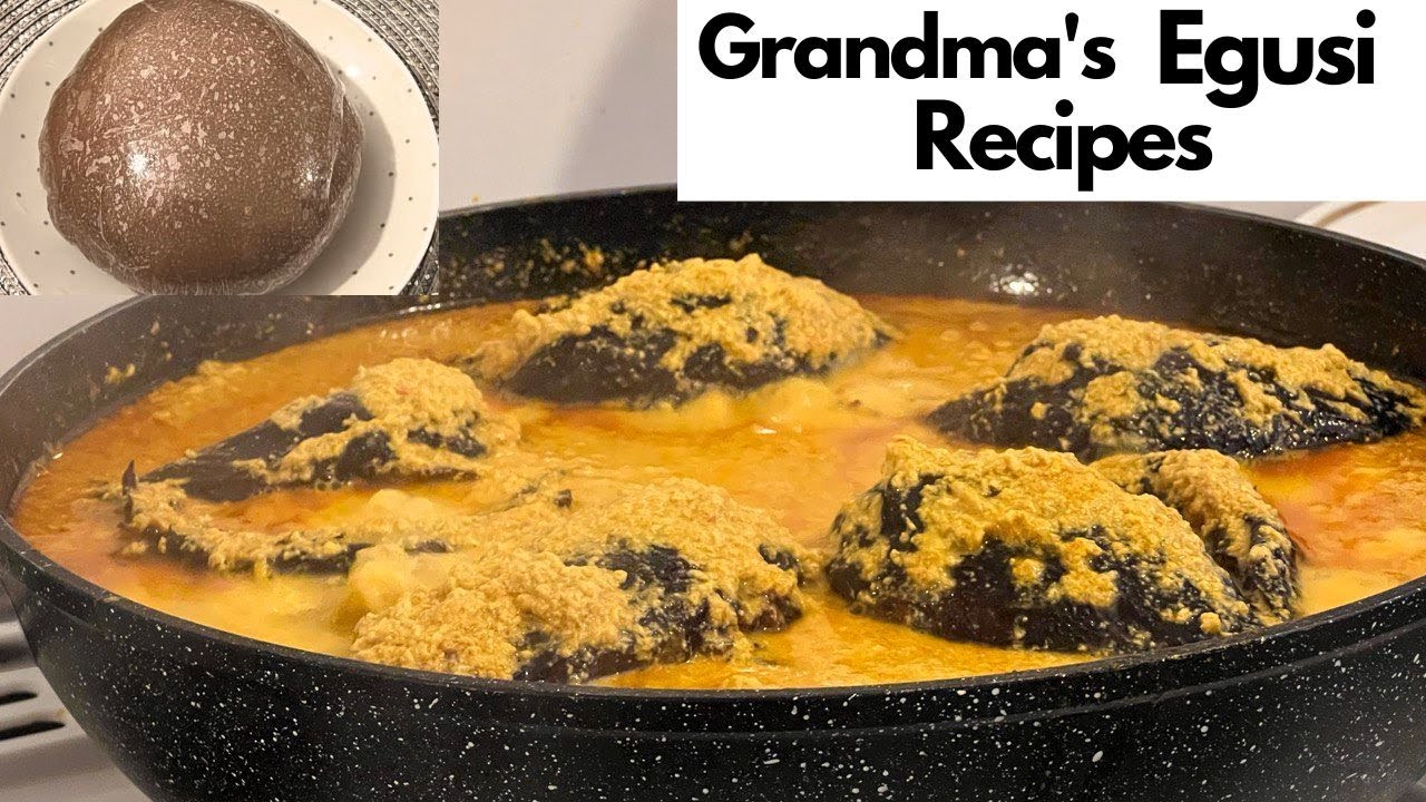 Grandma egusi soup recipe with Bush Meat and Dry Fish with Amala