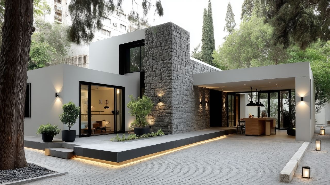 Modern Calm Crafted in Stone | A Minimalist Home Blending Warm Materials and Architectural Clarity