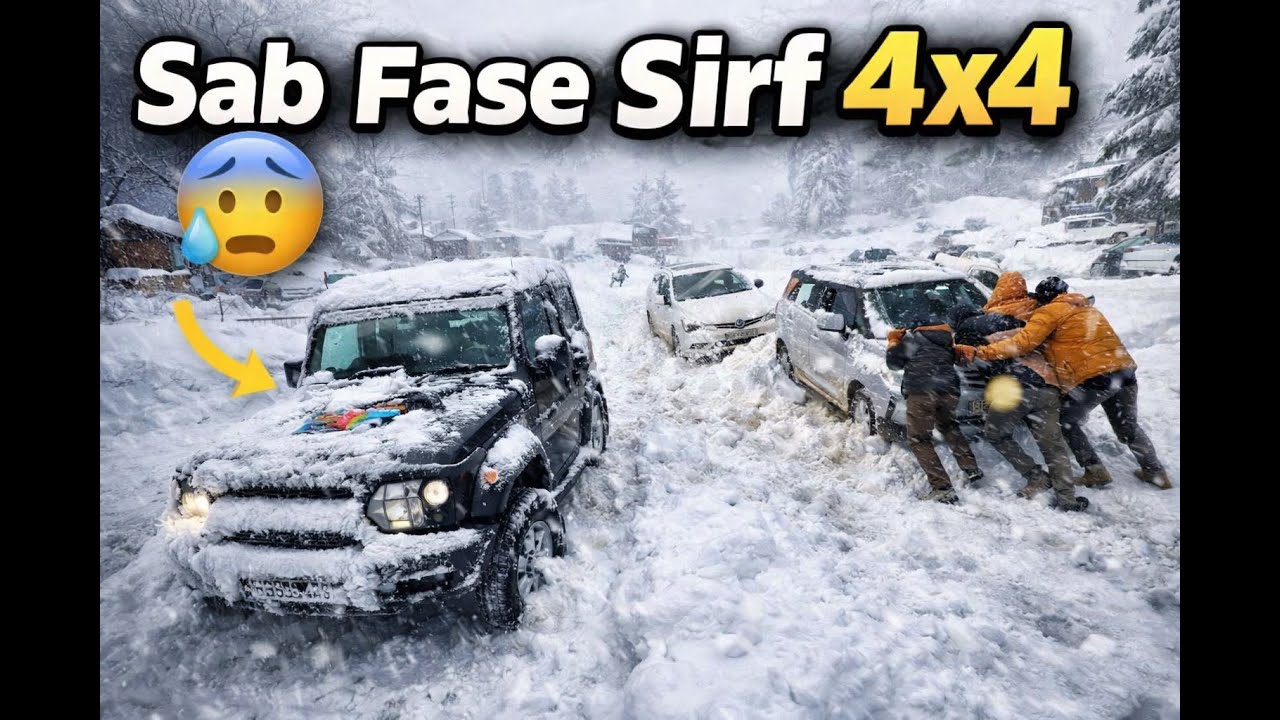 Manali snow car sliding Jan 2026 #snow #vlog  #manali #accident  #carsafety