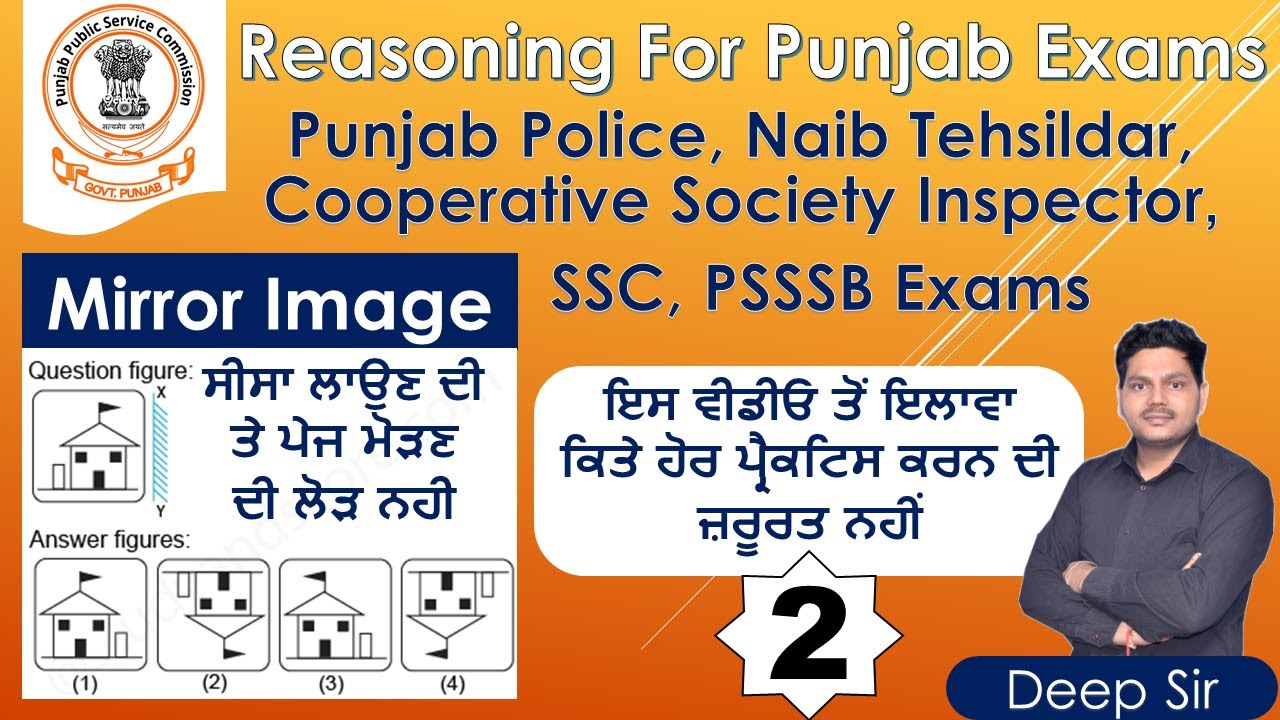Mirror Image for Punjab NTT || Mirror / Water Image for PPSC || Water Image for Punjab Police