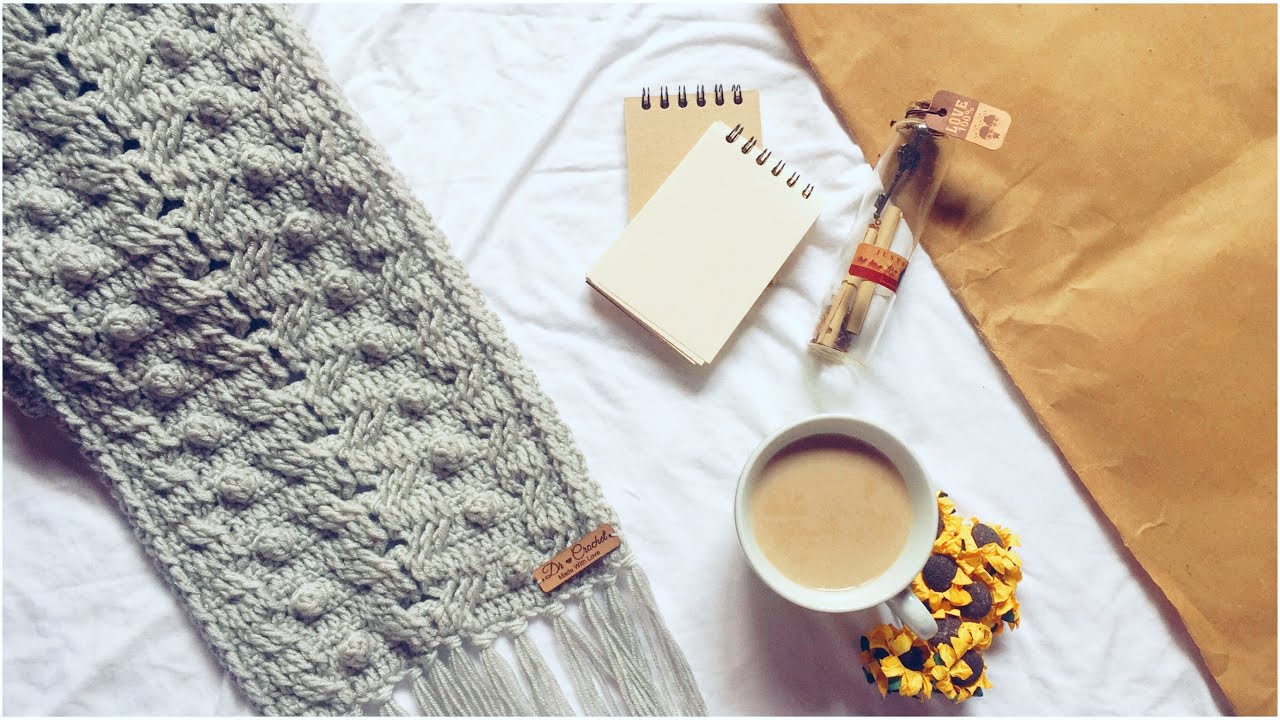 Crochet Cables Scarf - كوفية الضفائر كروشيه ( English Sub )