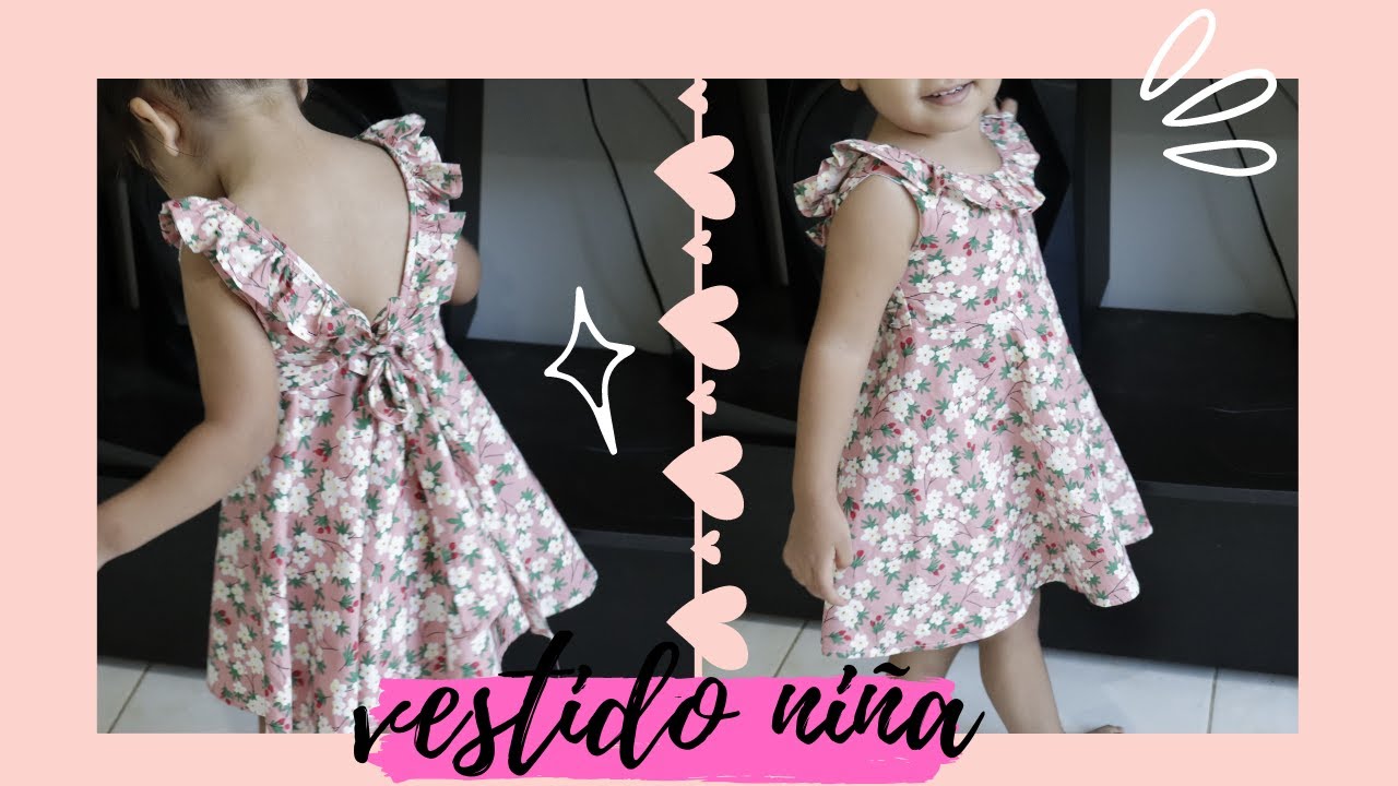 patrón premium vestido en niña espalda en V (GIRLS V-BACK DRESS)