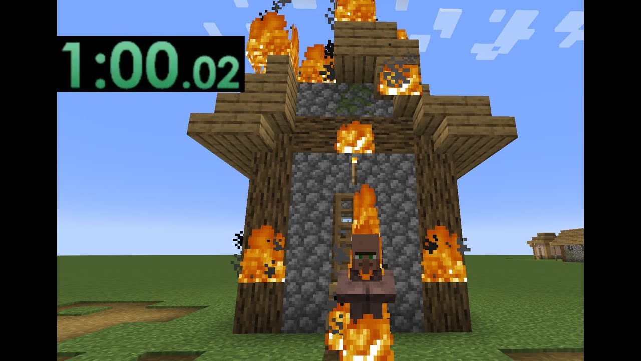 Speedrunning burning down a village in Minecraft