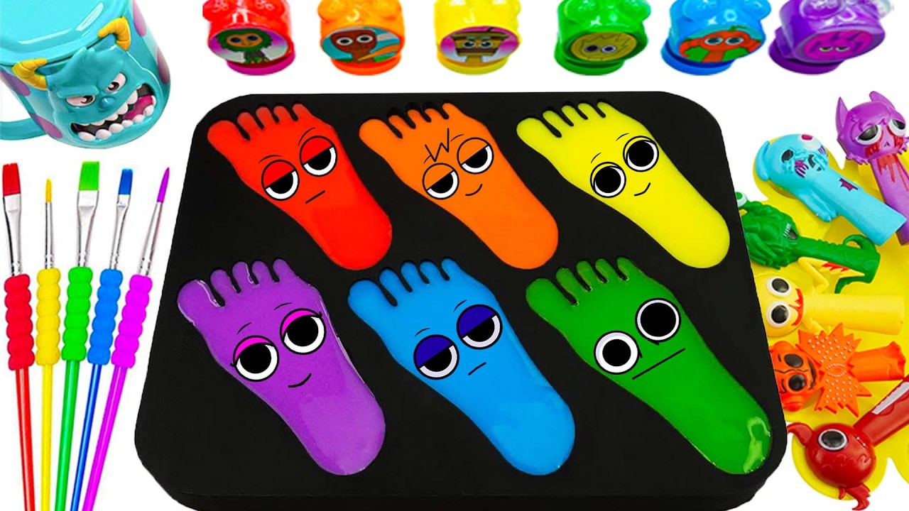🦶🌈 Satisfying Video | DIY How To Make Rainbow Color Foot Tray & Crazy Color Sprunki Mixing ASMR