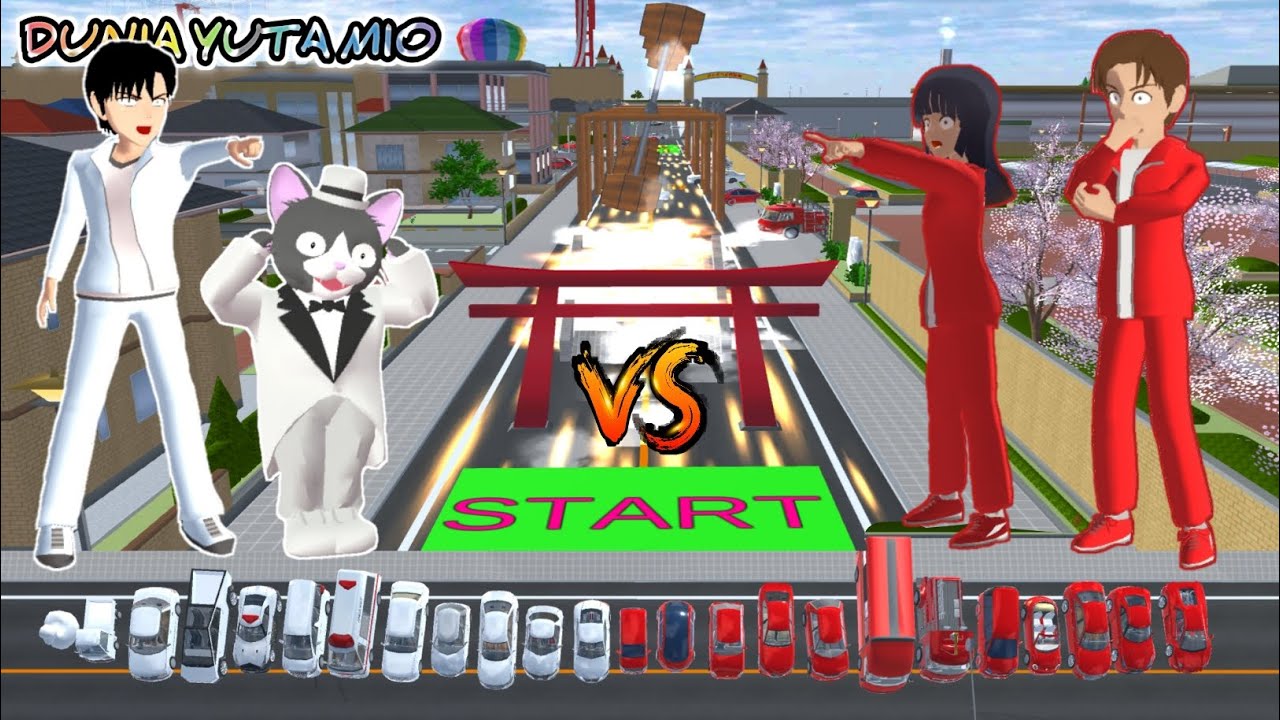 EXPERIMEN Arena Tantangan Mobil 😱 Yuta Mio Akira Ketbuller Lomba Jumping di Arena Penuh Hammer Trap