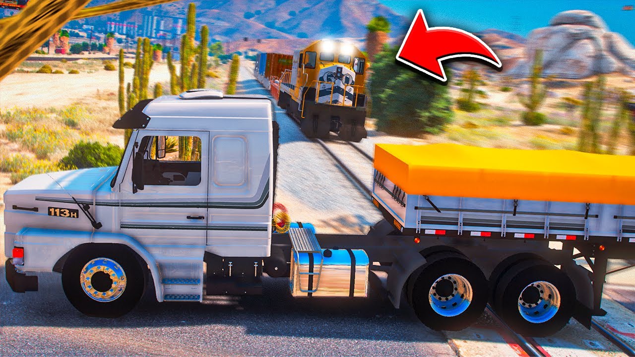 GTA V VIDA DE CAMINHONEIRO | FILMEI UM ACIDENTE ENTRE UM CAMINHÃO E UM TREM 😨🚨 #257